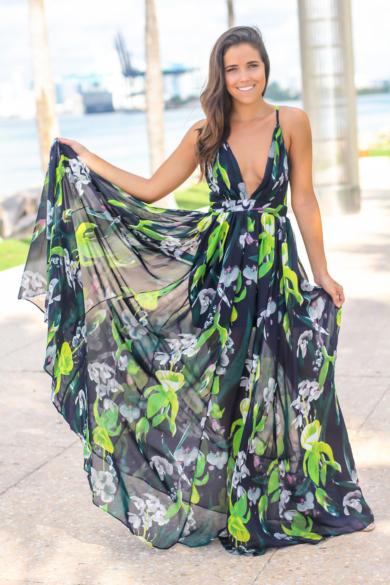 Green Floral Maxi Dress | Maxi Dresses ...